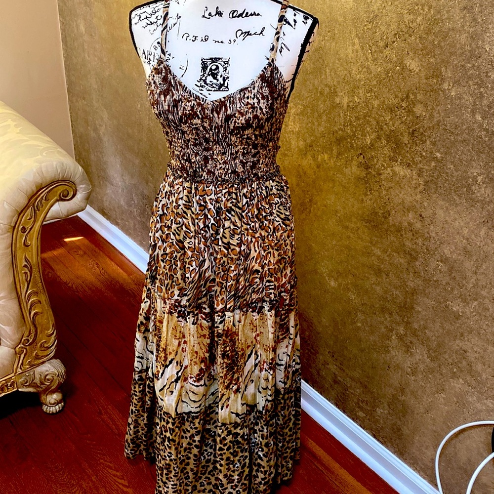 Animal print sundress with spaghetti straps M Raiment Fashions NY